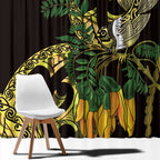 Yellow New Zealand Kowhai And Piwakawaka Window Curtain Maori Ngaru Paua Shell