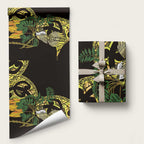Yellow New Zealand Kowhai And Piwakawaka Wrapping Paper Maori Ngaru Paua Shell - Aussie Hoodie