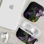 Purple New Zealand Kowhai And Piwakawaka AirPods Case Maori Ngaru Paua Shell - Aussie Hoodie