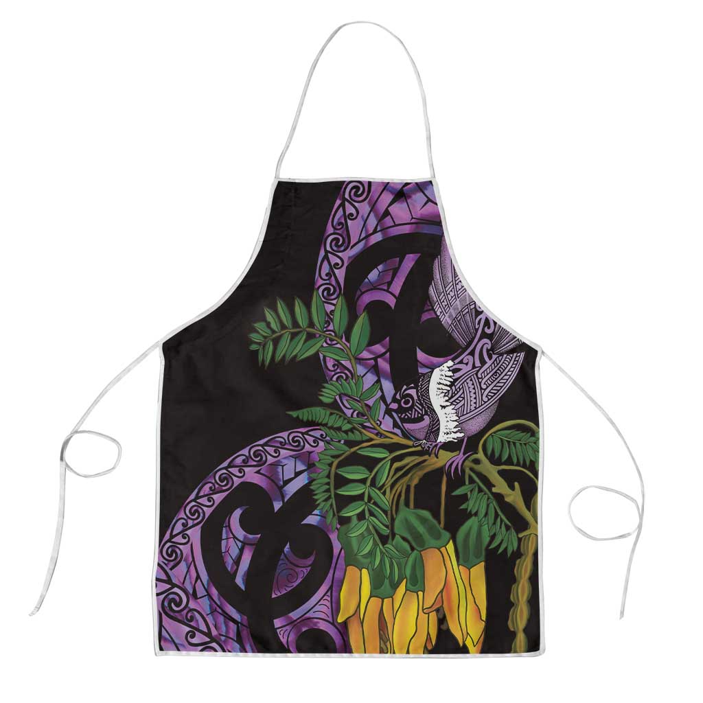 Purple New Zealand Kowhai And Piwakawaka Apron Maori Ngaru Paua Shell - Aussie Hoodie
