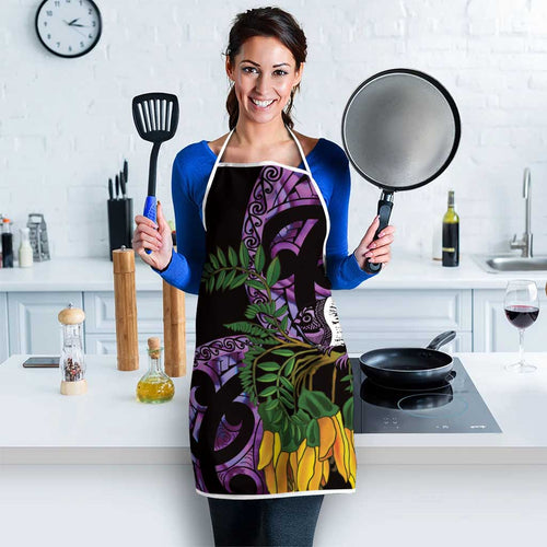 Purple New Zealand Kowhai And Piwakawaka Apron Maori Ngaru Paua Shell - Aussie Hoodie