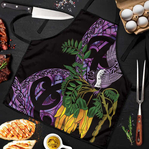 Purple New Zealand Kowhai And Piwakawaka Apron Maori Ngaru Paua Shell - Aussie Hoodie