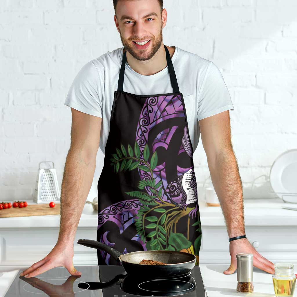 Purple New Zealand Kowhai And Piwakawaka Apron Maori Ngaru Paua Shell - Aussie Hoodie