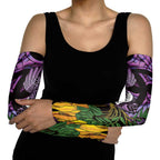 Purple New Zealand Kowhai And Piwakawaka Arm Sleeves Maori Ngaru Paua Shell - Aussie Hoodie