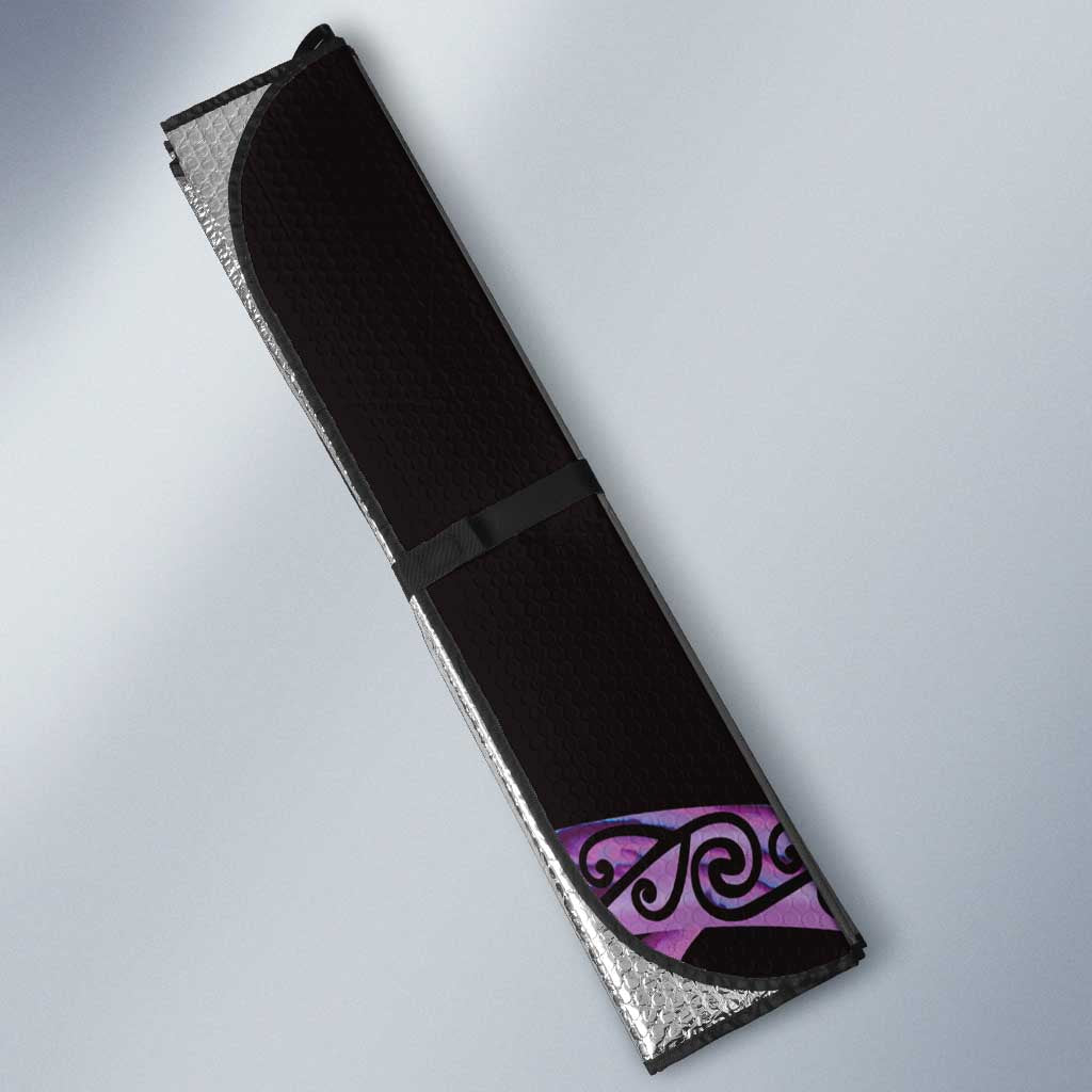 Purple New Zealand Kowhai And Piwakawaka Auto Sun Shade Maori Ngaru Paua Shell - Aussie Hoodie
