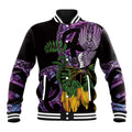 Purple New Zealand Kowhai And Piwakawaka Baseball Jacket Maori Ngaru Paua Shell