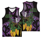 Purple New Zealand Kowhai And Piwakawaka Basketball Jersey Maori Ngaru Paua Shell - Aussie Hoodie