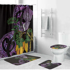 Purple New Zealand Kowhai And Piwakawaka Bathroom Set Maori Ngaru Paua Shell - Aussie Hoodie