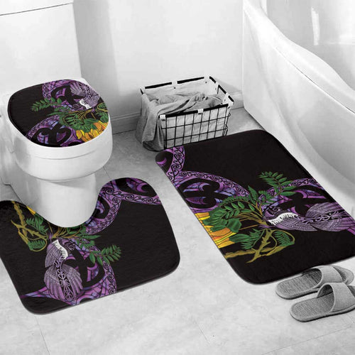 Purple New Zealand Kowhai And Piwakawaka Bathroom Set Maori Ngaru Paua Shell - Aussie Hoodie