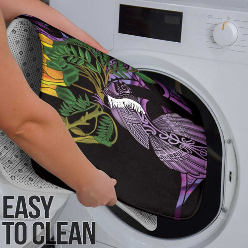 Purple New Zealand Kowhai And Piwakawaka Bathroom Set Maori Ngaru Paua Shell - Aussie Hoodie