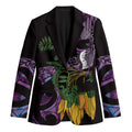 Purple New Zealand Kowhai And Piwakawaka Blazer Maori Ngaru Paua Shell - Aussie Hoodie