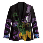 Purple New Zealand Kowhai And Piwakawaka Blazer Maori Ngaru Paua Shell - Aussie Hoodie