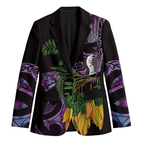 Purple New Zealand Kowhai And Piwakawaka Blazer Maori Ngaru Paua Shell - Aussie Hoodie