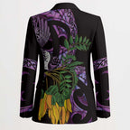 Purple New Zealand Kowhai And Piwakawaka Blazer Maori Ngaru Paua Shell - Aussie Hoodie