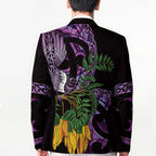 Purple New Zealand Kowhai And Piwakawaka Blazer Maori Ngaru Paua Shell - Aussie Hoodie