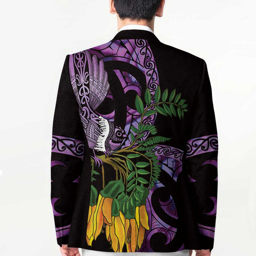 Purple New Zealand Kowhai And Piwakawaka Blazer Maori Ngaru Paua Shell - Aussie Hoodie