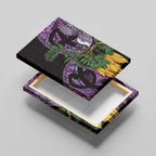 Purple New Zealand Kowhai And Piwakawaka Canvas Wall Art Maori Ngaru Paua Shell