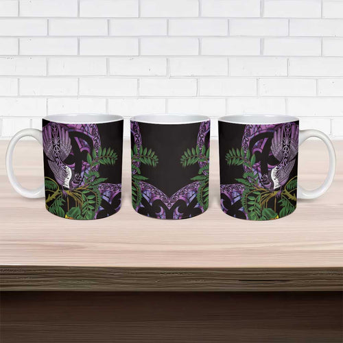 Purple New Zealand Kowhai And Piwakawaka Ceramic Mug Maori Ngaru Paua Shell - Aussie Hoodie