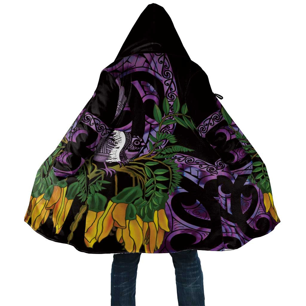 Purple New Zealand Kowhai And Piwakawaka Cloak Maori Ngaru Paua Shell - Aussie Hoodie