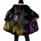 Purple New Zealand Kowhai And Piwakawaka Cloak Maori Ngaru Paua Shell - Aussie Hoodie