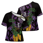 Purple New Zealand Kowhai And Piwakawaka Cross Shoulder Shirt Maori Ngaru Paua Shell - Aussie Hoodie