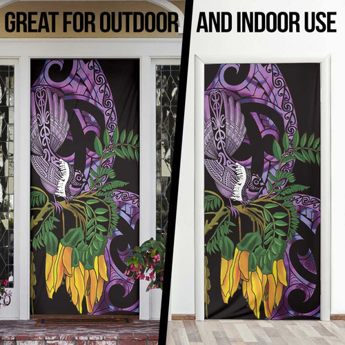 Purple New Zealand Kowhai And Piwakawaka Door Cover Maori Ngaru Paua Shell - Aussie Hoodie