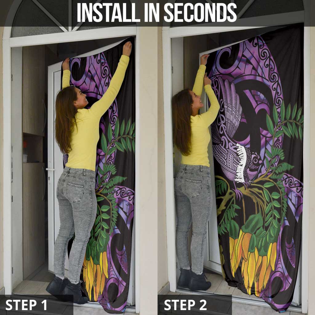 Purple New Zealand Kowhai And Piwakawaka Door Cover Maori Ngaru Paua Shell - Aussie Hoodie
