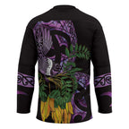 Purple New Zealand Kowhai And Piwakawaka Hockey Jersey Maori Ngaru Paua Shell - Aussie Hoodie