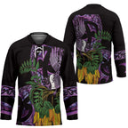Purple New Zealand Kowhai And Piwakawaka Hockey Jersey Maori Ngaru Paua Shell - Aussie Hoodie
