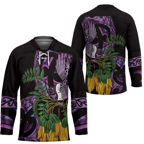 Purple New Zealand Kowhai And Piwakawaka Hockey Jersey Maori Ngaru Paua Shell - Aussie Hoodie