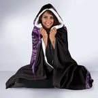 Purple New Zealand Kowhai And Piwakawaka Hooded Blanket Maori Ngaru Paua Shell