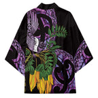 Purple New Zealand Kowhai And Piwakawaka Kimono Maori Ngaru Paua Shell - Aussie Hoodie