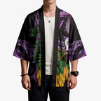Purple New Zealand Kowhai And Piwakawaka Kimono Maori Ngaru Paua Shell - Aussie Hoodie