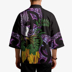 Purple New Zealand Kowhai And Piwakawaka Kimono Maori Ngaru Paua Shell - Aussie Hoodie