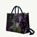 Purple New Zealand Kowhai And Piwakawaka Leather Bag Maori Ngaru Paua Shell - Aussie Hoodie