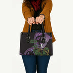 Purple New Zealand Kowhai And Piwakawaka Leather Bag Maori Ngaru Paua Shell - Aussie Hoodie