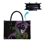 Purple New Zealand Kowhai And Piwakawaka Leather Bag Maori Ngaru Paua Shell - Aussie Hoodie