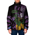 Purple New Zealand Kowhai And Piwakawaka Padded Jacket Maori Ngaru Paua Shell - Aussie Hoodie