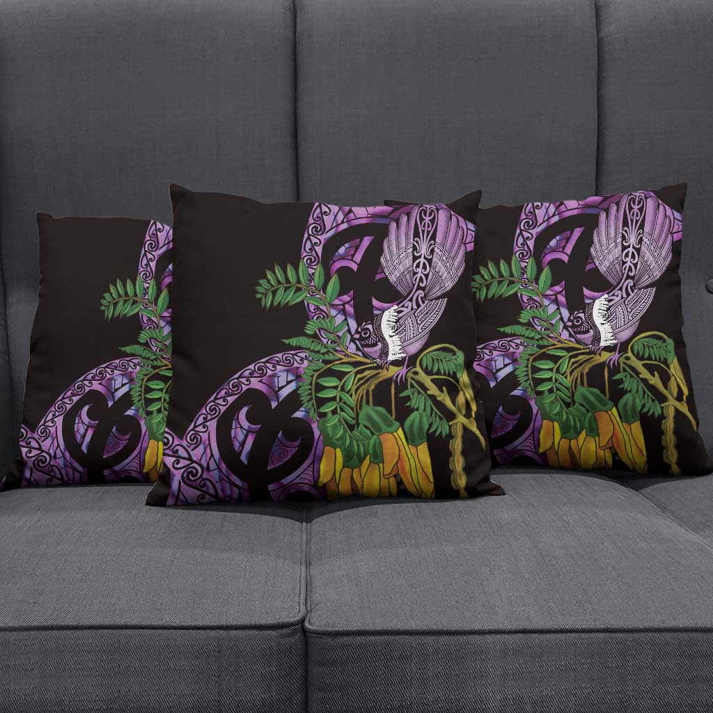Purple New Zealand Kowhai And Piwakawaka Pillow Cover Maori Ngaru Paua Shell - Aussie Hoodie
