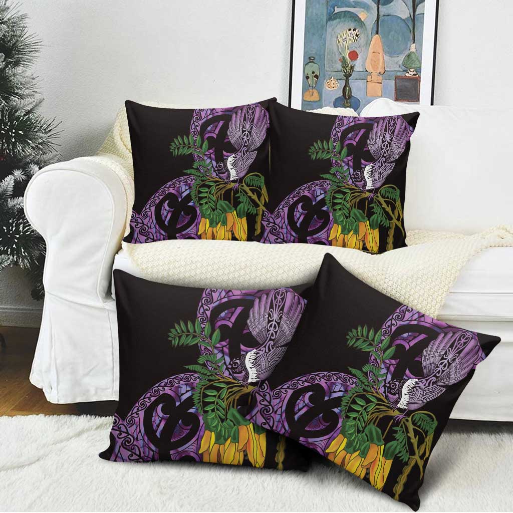 Purple New Zealand Kowhai And Piwakawaka Pillow Cover Maori Ngaru Paua Shell - Aussie Hoodie