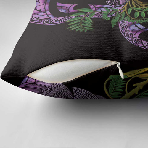 Purple New Zealand Kowhai And Piwakawaka Pillow Cover Maori Ngaru Paua Shell - Aussie Hoodie