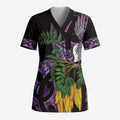 Purple New Zealand Kowhai And Piwakawaka Scrub Top Maori Ngaru Paua Shell - Aussie Hoodie