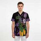 Purple New Zealand Kowhai And Piwakawaka Scrub Top Maori Ngaru Paua Shell - Aussie Hoodie