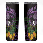 Purple New Zealand Kowhai And Piwakawaka Skinny Tumbler Maori Ngaru Paua Shell