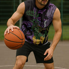 Purple New Zealand Kowhai And Piwakawaka Sleeveless Hoodie Maori Ngaru Paua Shell - Aussie Hoodie