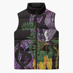 Purple New Zealand Kowhai And Piwakawaka Sleeveless Puffer Jacket Maori Ngaru Paua Shell - Aussie Hoodie