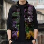 Purple New Zealand Kowhai And Piwakawaka Sleeveless Puffer Jacket Maori Ngaru Paua Shell - Aussie Hoodie