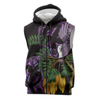 Purple New Zealand Kowhai And Piwakawaka Sleeveless Zip Hoodie Maori Ngaru Paua Shell LT14