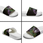 Purple New Zealand Kowhai And Piwakawaka Slide Sandals Maori Ngaru Paua Shell - Aussie Hoodie