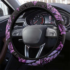 Purple New Zealand Kowhai And Piwakawaka Steering Wheel Cover Maori Ngaru Paua Shell